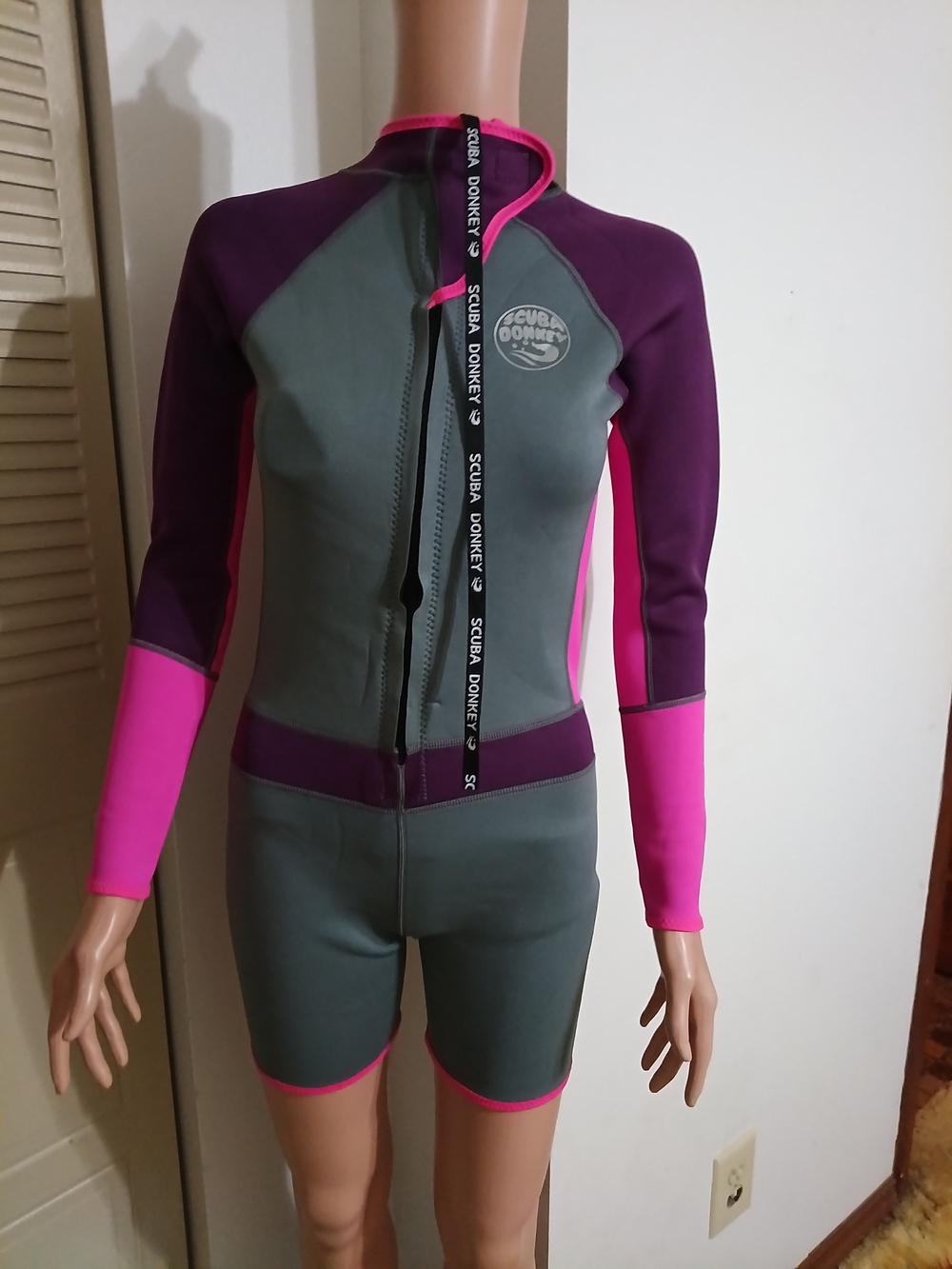 Scuba Donkey Women's Shorty Wetsuit - Gray, Purple & Hot Pink
